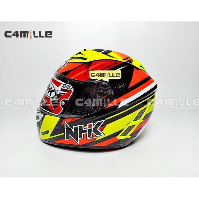 HELM NHK TERMINATOR RACE 03 BLACK YELLOW FLUO DOUBLE VISOR FULL FACE terlaris