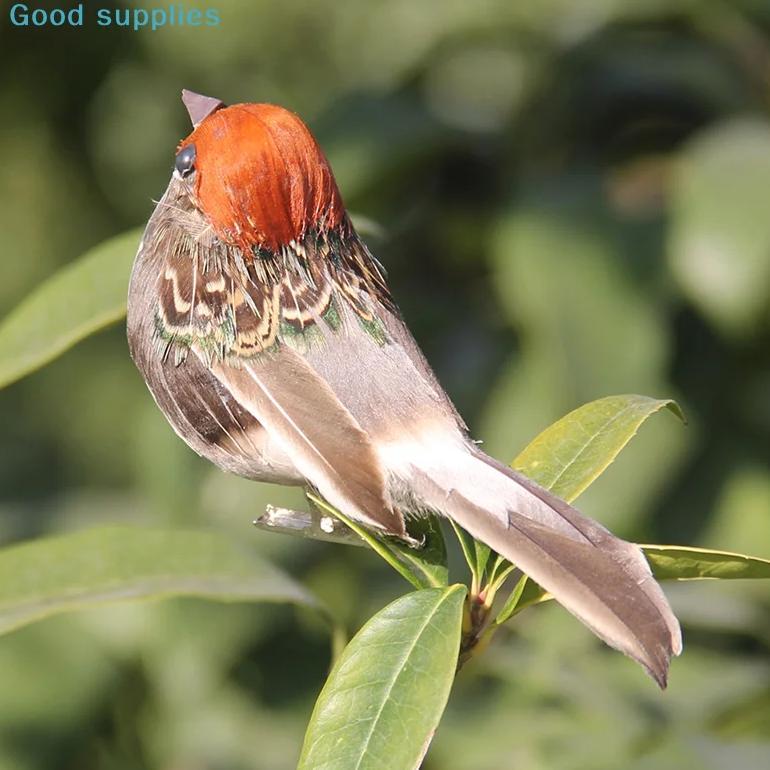 1Pcs Artificialfeather Birds Simulated Sparrows, Simulated Bird Props, Garden Decorations Simulation