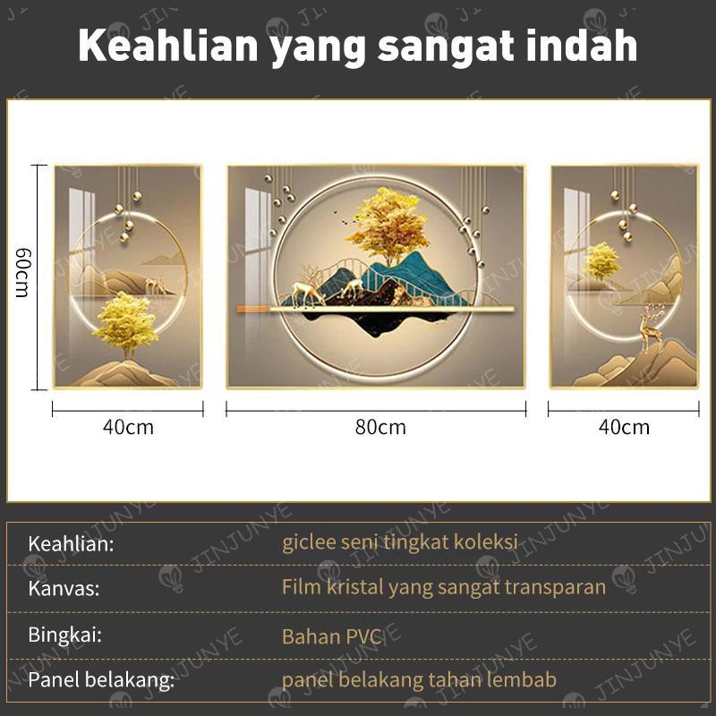 Jam Hiasan Dinding Ruang Tamu Lukisan Krystal Porselin Wall Decor 3Pcs/Set Nordic Modern Jam Dinding