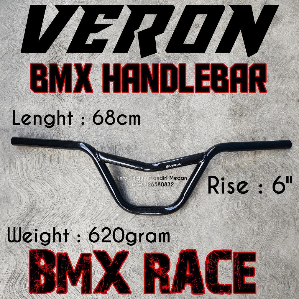 ESHALMALL BAR BMX RACE VERON MODEL M RISE 6 INCI BLACK HITAM HANDLEBAR LEBAR 68CM STANG VIRAL