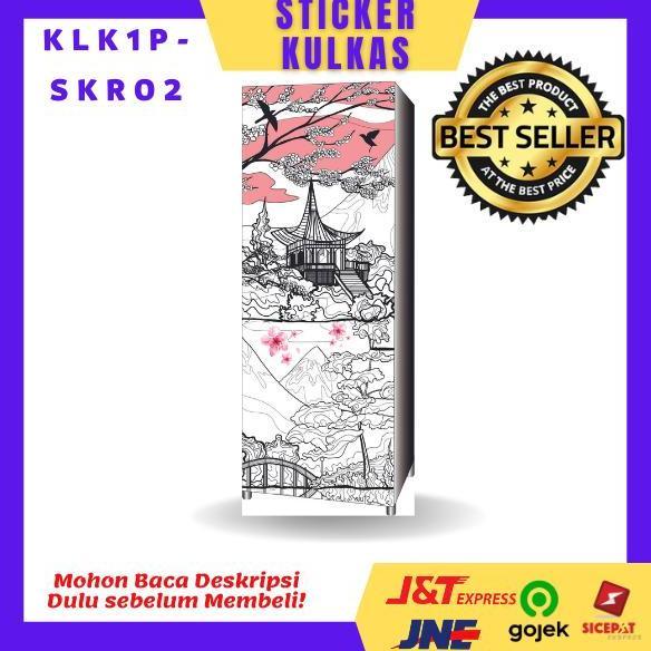 Sticker Kulkas 1Pintu Motif Sakura/Klk1P-Skr/Printing Hires/Surabaya.