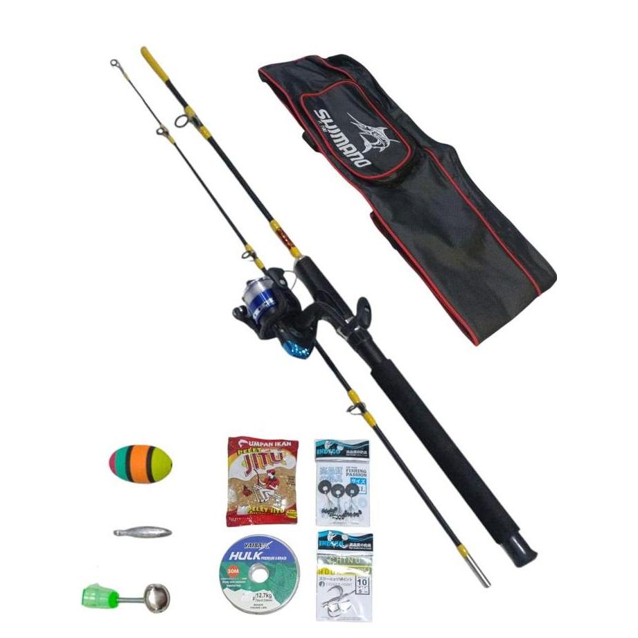 Paket Pancing Laut Fiber Solid  Max Drag 20Kg (Gagang Full Eva) Reel Spool Besi