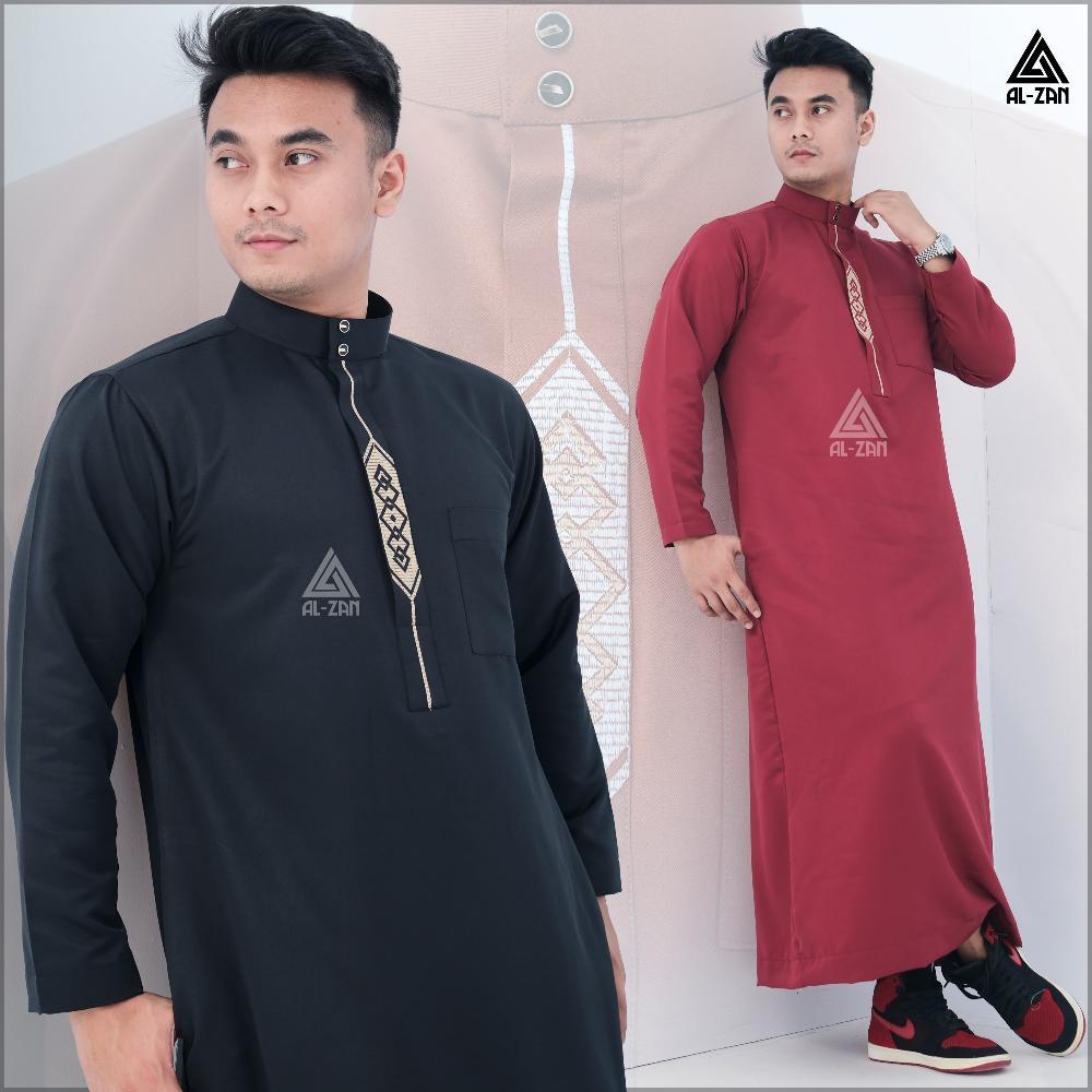 ORIGINAL JUBAH PRIA MUSLIM GAMIS PRIA MUSLIM LENGAN PANJANG BORDIR JUBBAH DEWASA KATUN TOYOBO HITAM 