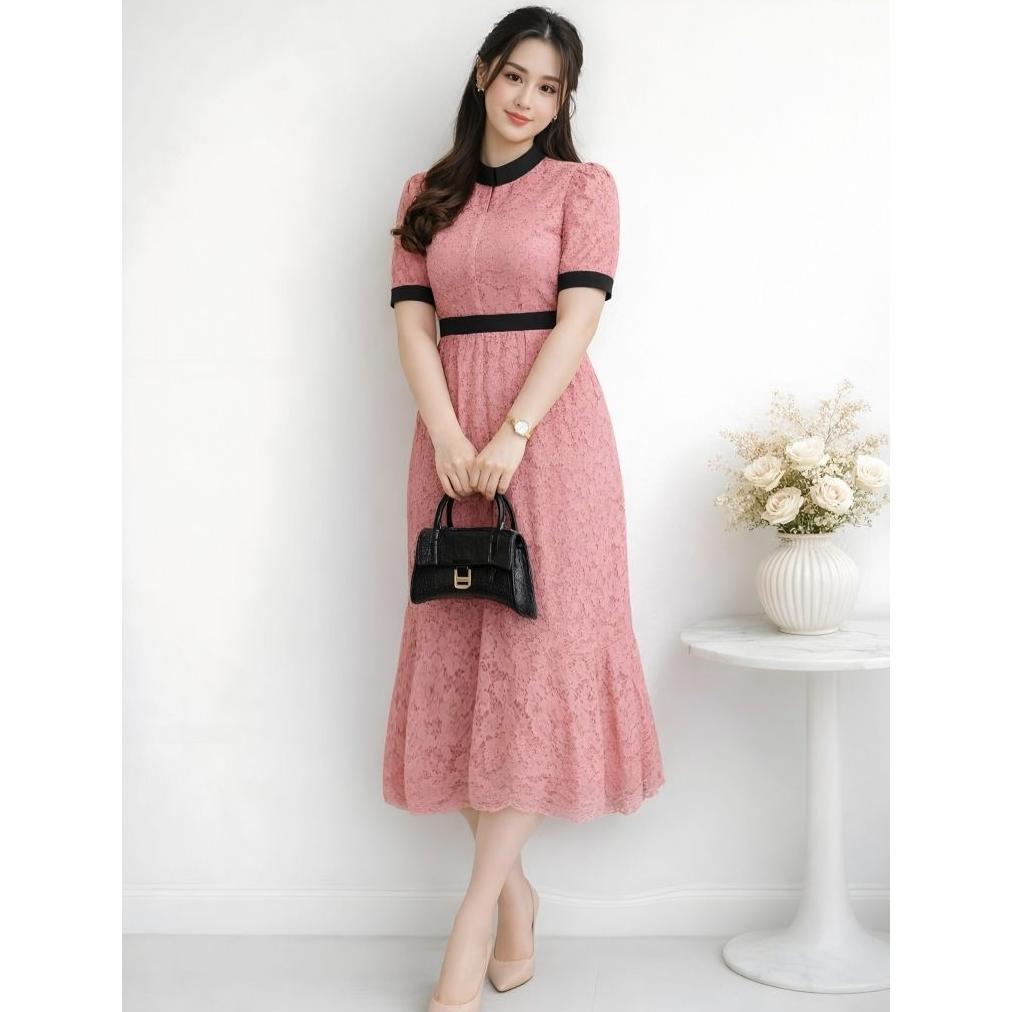 ORIGINAL DRESS JUMBO BROKAT MOMO BAJU PESTA KONDANGAN BIG SIZE MC