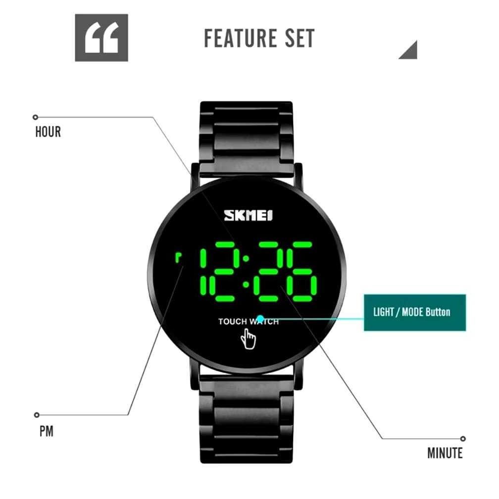 Garansi Skmei 1550 Digital Watch Pria Stainless Steel Touch Display Wk-Sby