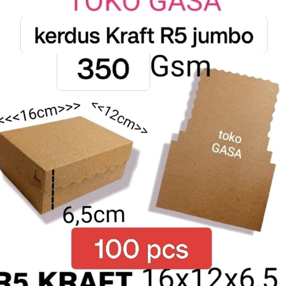 100Pcs Box Kraft R5 Kerdus Dos Dus Jajan Coklat Tebal/Kotak Dus Coklat Kue Snak Roti R5 Jumbo/Dus Pa