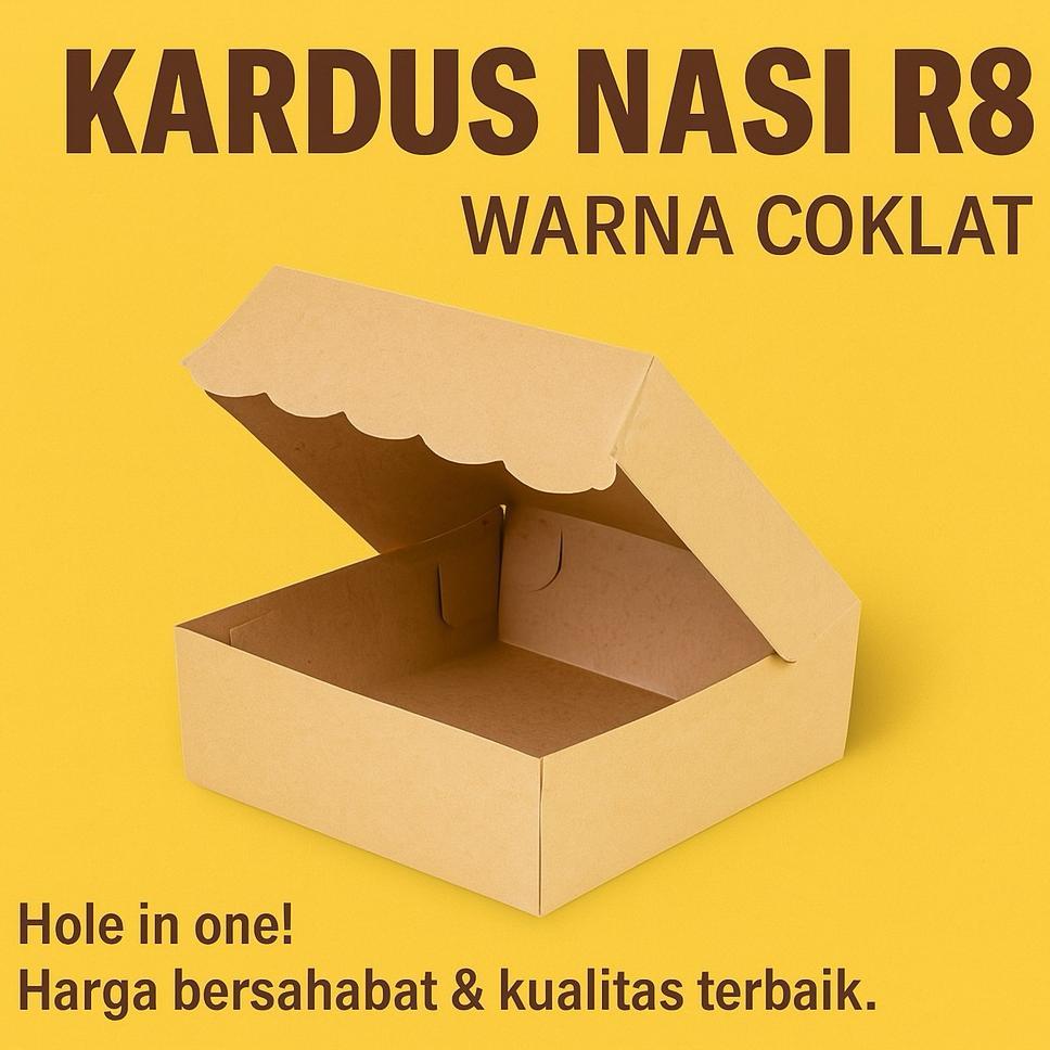 Kardus Nasi Coklat R8 Uk 18X18X7 Cm Isi 100 Pcs | Box Kue Kardus Nasi R8 Coklat Tebal Isi 100Pcs | K
