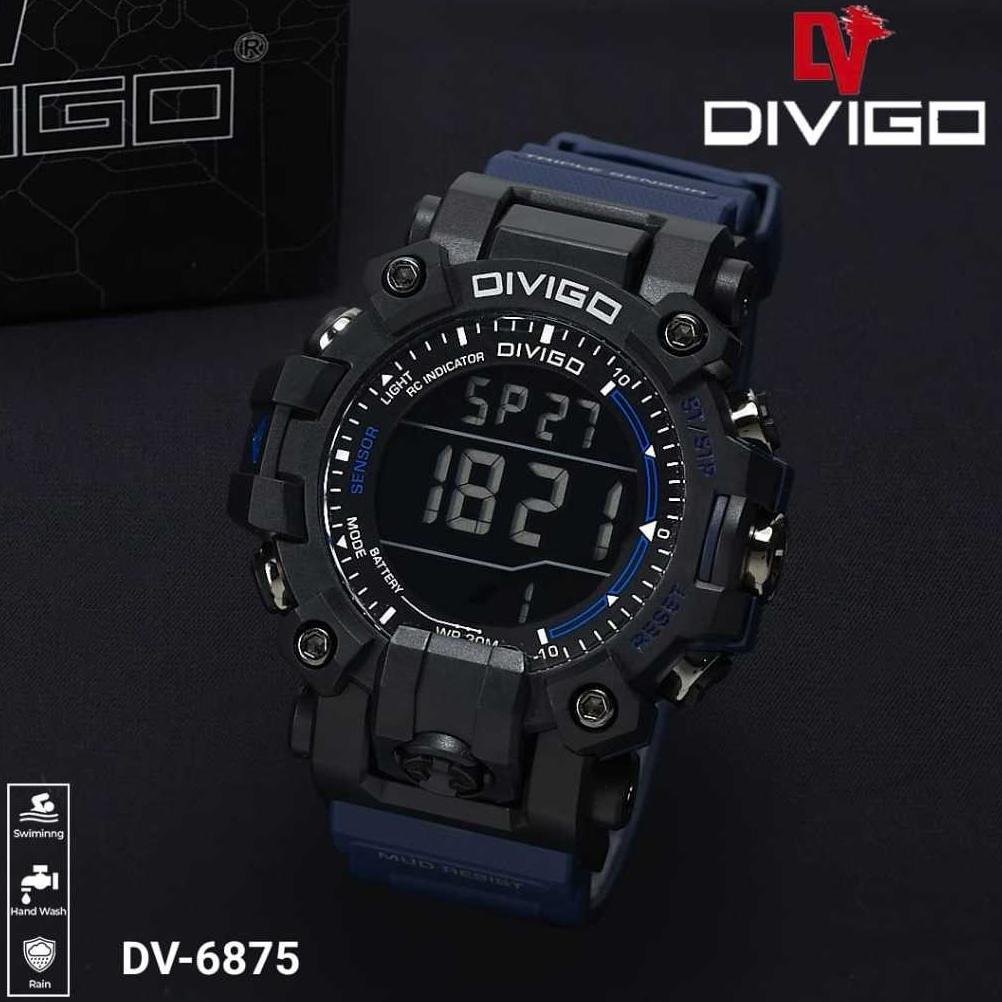 Limited Jam Tangan Pria Original Divigo Dv-6875 Digital Water Resist Strap Rubber