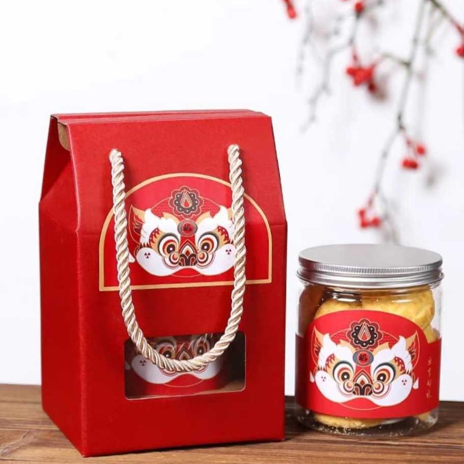 (5Pcs)Redbox | Dus 1 Toples Jar Kue Kering 500Ml Box Kacang Snack Imlek Cny