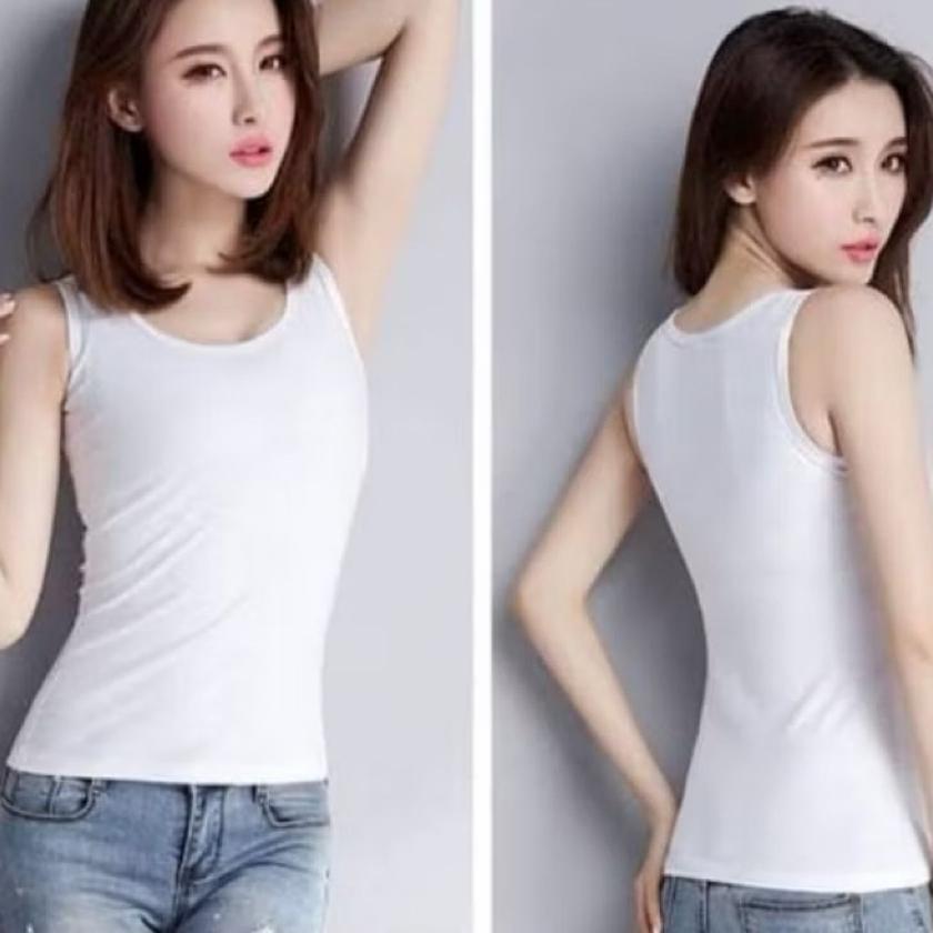6Pcs /Tank Top Tali Besar Warna Putih Dan Tank Top Tali Kecil Warna Putih/ Manset Wanita / Singlet P