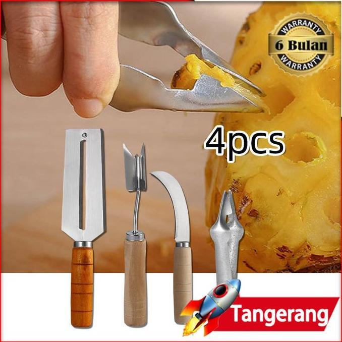 GARAVAR 4pcs/set Alat Pengupas Nanas Pisau / Peeler Pemotong Nanas / Pisau Pengupas Mata Nenas