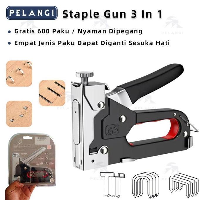 GARAVAR Gratis 600 Paku / Stapler 3in1 Tembak Gun Serbaguna Staples 3 In 1   4-14 MM Tembok jokmotor