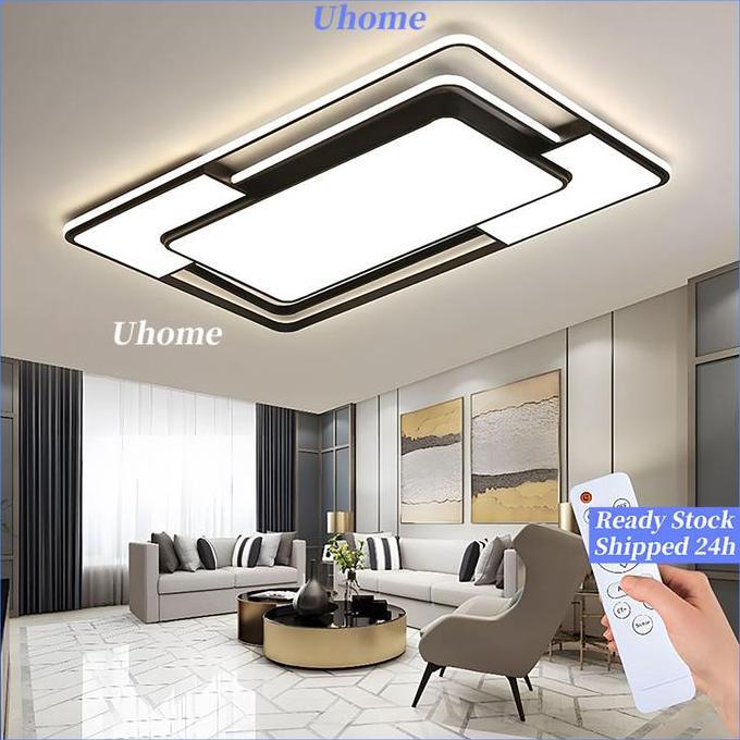 CARACAV Ready Stock CODCOD Lampu Plafon 3 Warna LED 120W Modern Minimalis Bentuk Persegi Gaya Nordic