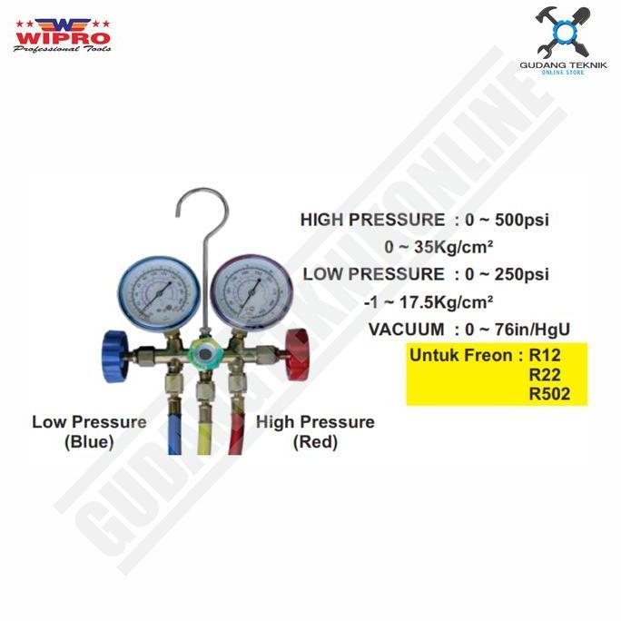 SAVAN Regulator Freon AC WIPRO HS-1050 / Alat Ukur Tekanan Set R407C R134A