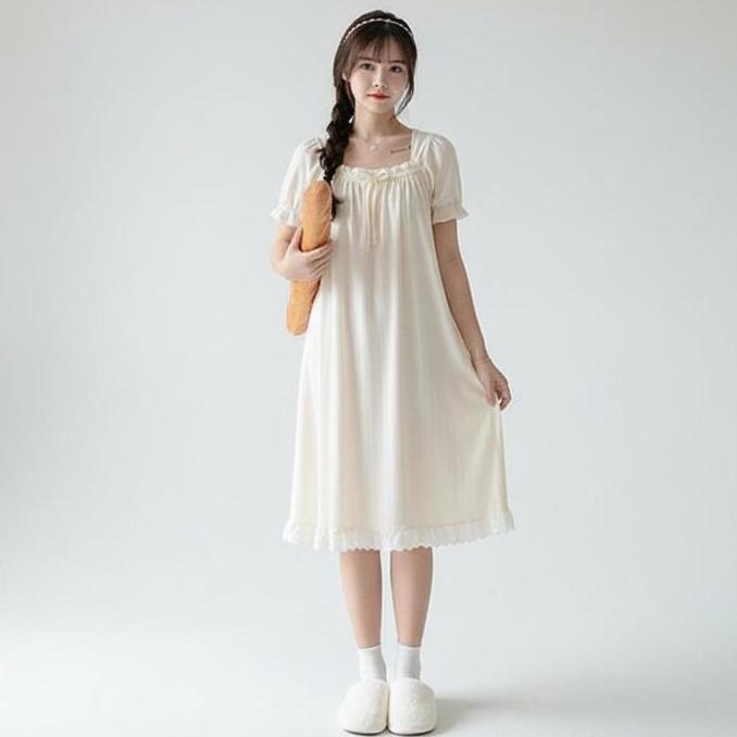 Novara Daster Wanita Lengan Pendek Square Neck | Daster Wanita Babydoll Lengan Pendek | Baju Tidur W