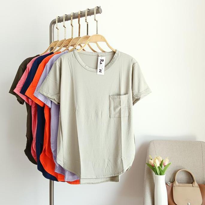 Kaos Oval Wanita Lengan Pendek - Atasan Spandek Rayon - Kaos Polos Wanita Model Terbaru - Ramise
