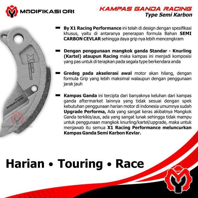 KAMPAS GANDA NMAX - MANGKOK KARTEL NMAX PAKET Mangkok Kartel Kampas Ganda Semi karbon X1 Racing