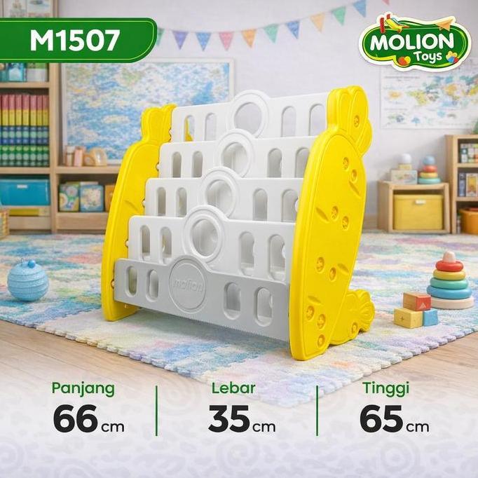 Molion Rak Penyimpanan Anak M1507 Motif Wortel 4 Tingkat Serbaguna dengan 4 Roda & Meja Kecil untuk 