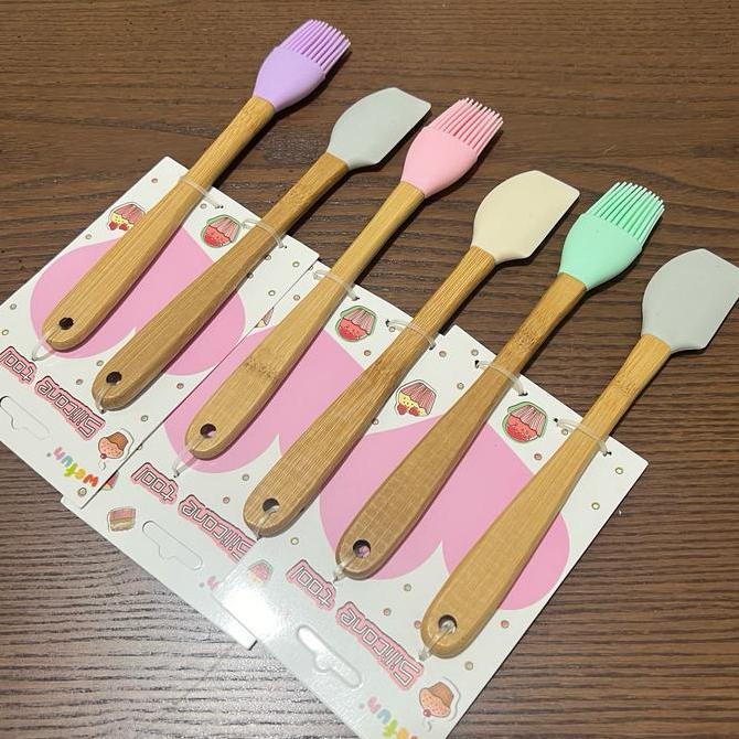 TERLARIS KUAS DAN SPATULA SILIKON MINI SET WEFUN PASTRY BRUSH SILICONE BAKING GRILL BBQ SERBAGUNA