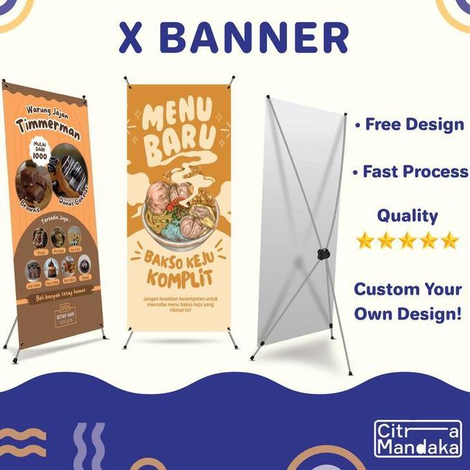 Cetak X Banner Custom Jualan Produk Wisuda Graduation Standing Banner Wisuda Wedding Pernikahan (TER