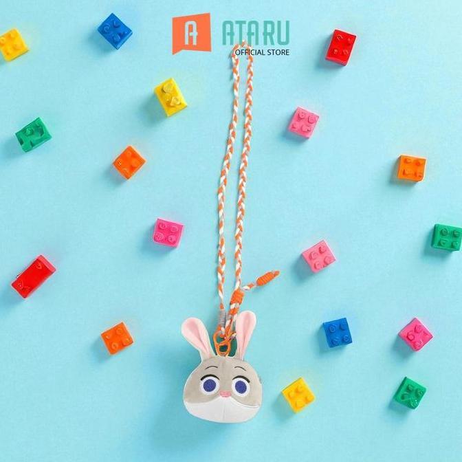 Ataru Disney Zootopia Pouch Dengan Lanyard Plush Judy - Abu-Abu Coin Wallet Case Tempat Penyimpanan 