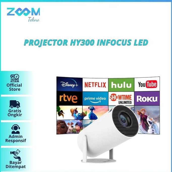 NEW Projector HY300 Infocus LED Proyektor 4K Wifi6 Dualband Layar Lcd