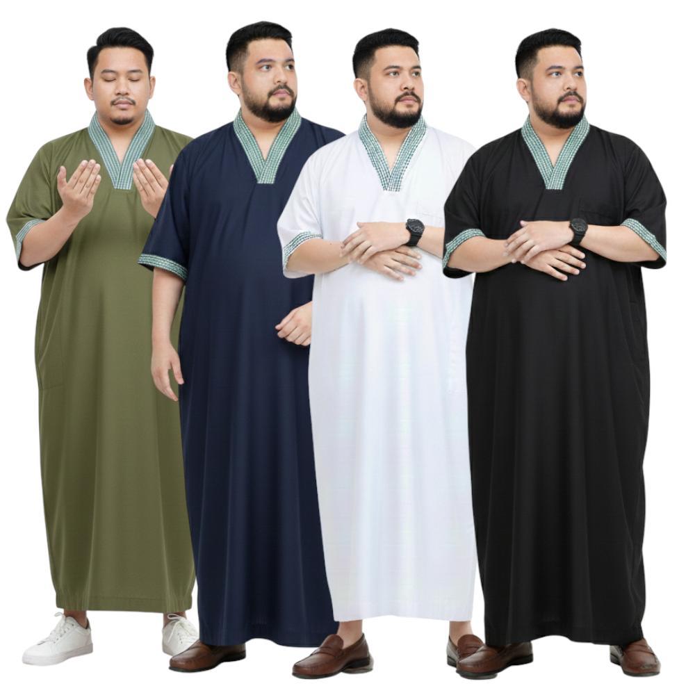 PREMIUM JUBAH BIG SIZE JUMBO GAMIS MAROKO PRIA DEWASA LENGAN PENDEK 2XL 3XL 4XL 5XL