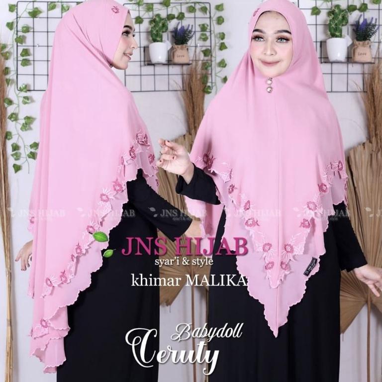 Kualitas Super Khimar Syari Full Bordir Sekeliling/Kerudung Syari Ceruty Babydoll  Bordir/Hijab Syar