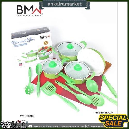Panci Set 13 Pcs Marble Teflon Cookware Set Rivera Bmw  Warna Panci Set Spatula Serbaguna Harga Prom