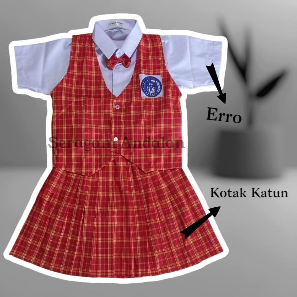 Free Ongkir Seragam Sekolah Tk/Paud Kotak Merah