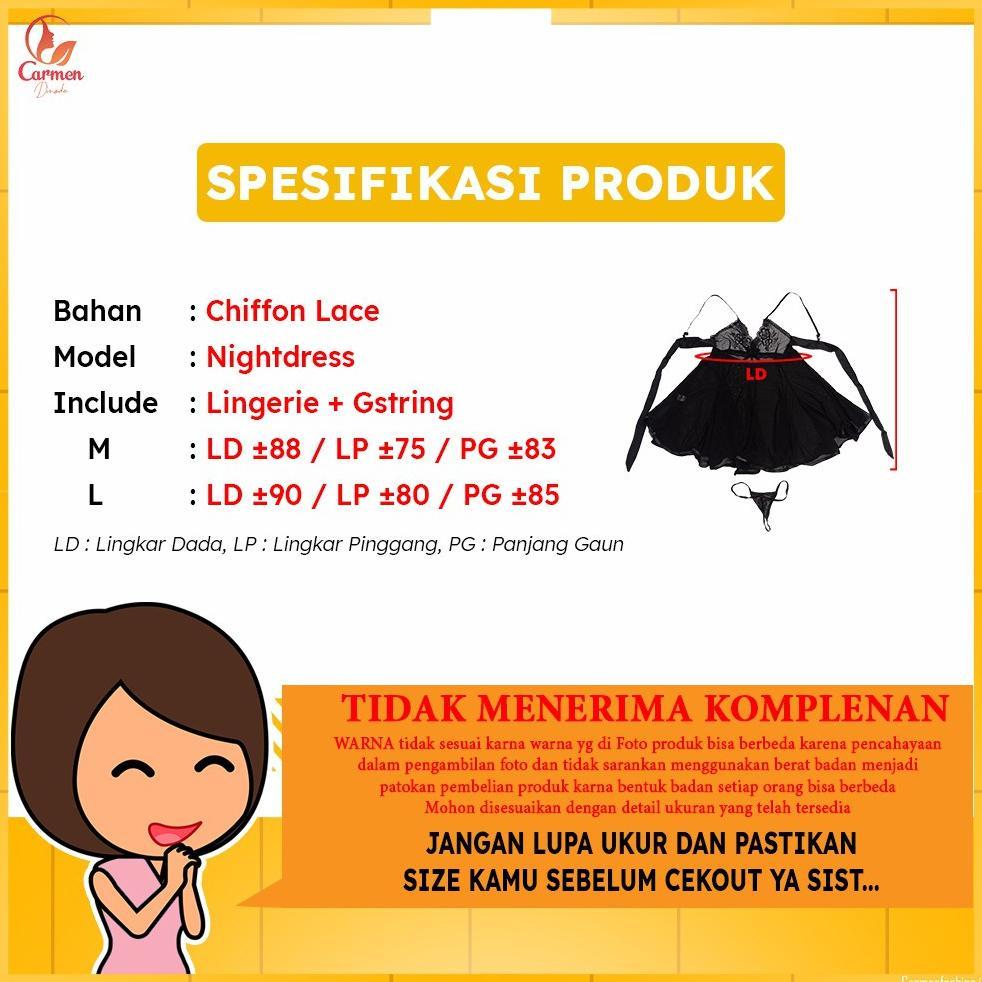 Saless Lingerie Sexy Lace Baju Tidur Seksi Wanita Model Sabuk Pita / Lingeri Dress Sleepwear Piyama 