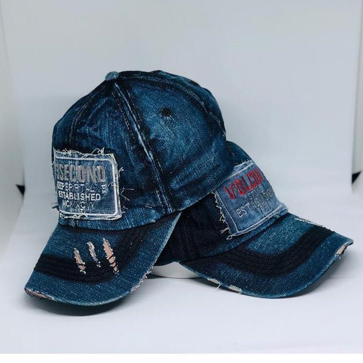 HEMAT TOPI PRIA DISTRO BAHAN JEANS DENIM MODEL SOBEK TERBARU ORIGINAL IMPORT/TOPI PRIA ORIGINAL KERE