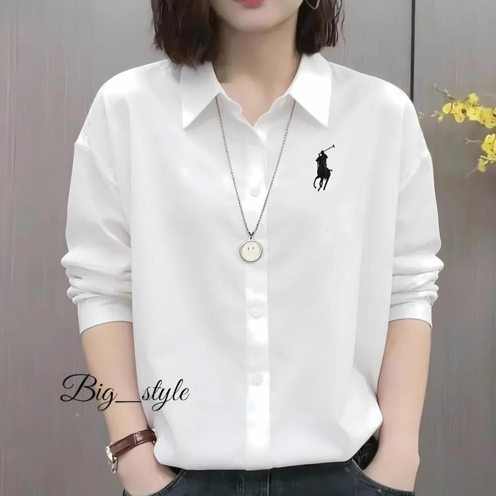 ORIGINAL atasan kemeja wanita polo strip elengan panjang / kemeja kerja wanita / polo shirt long sle