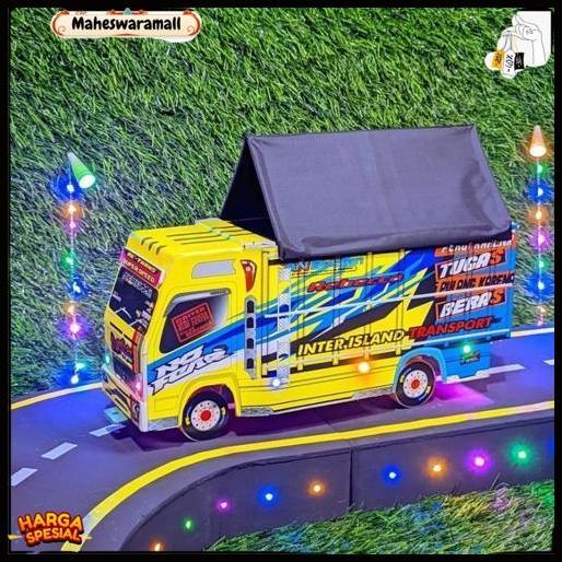 Promo Murah Miniatur Truk Oleng Tebal 4Mm Lampu Kelip Terpal Kado Ulang Tahun Mainan Anak Truk Oleng