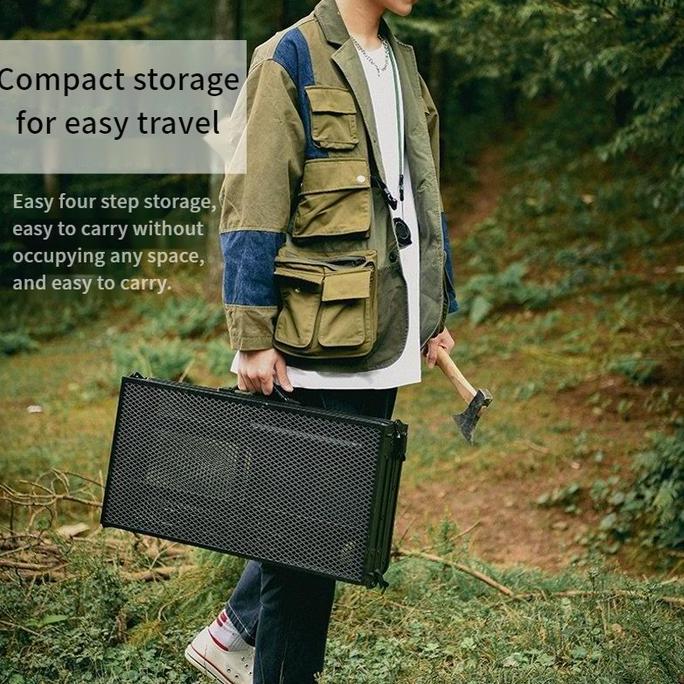 Wthb Campori Meja Lipat Grid Meja Lipat Piknik Meja Outdoor Aluminium Portable Praktis Serbaguna Ket