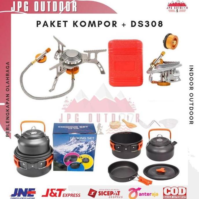 Paket Cooking Set Nesting Ds308 Kompor Camping Ultralight Portable
