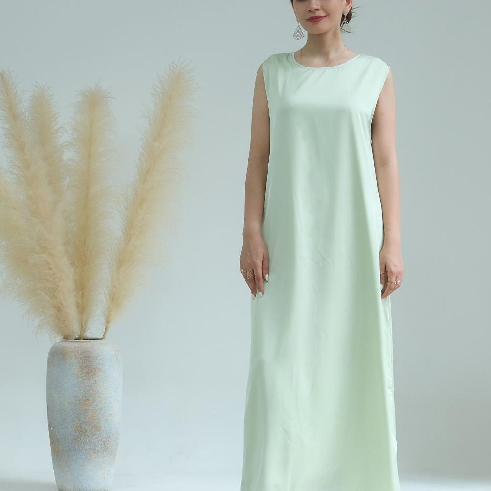Promo Inner Dress Satin Jumbo Busui Non Busui Sleeveless Tanpa Lengan Satin Kutung Gamis Kutung Busu