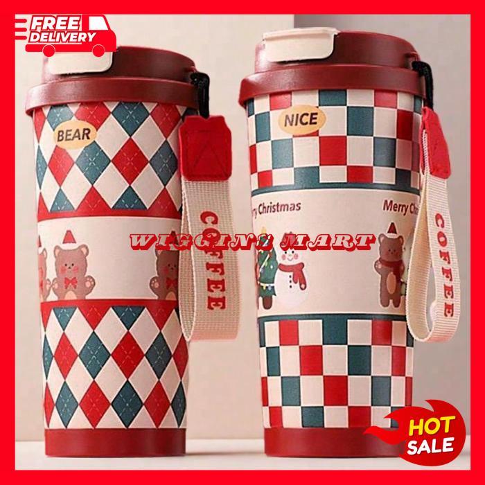 CHRISTMAS THERMOS STAINLESS STEEL COFFEE CUP HADIAH KADO NATAL ESTETIK TERBAIK