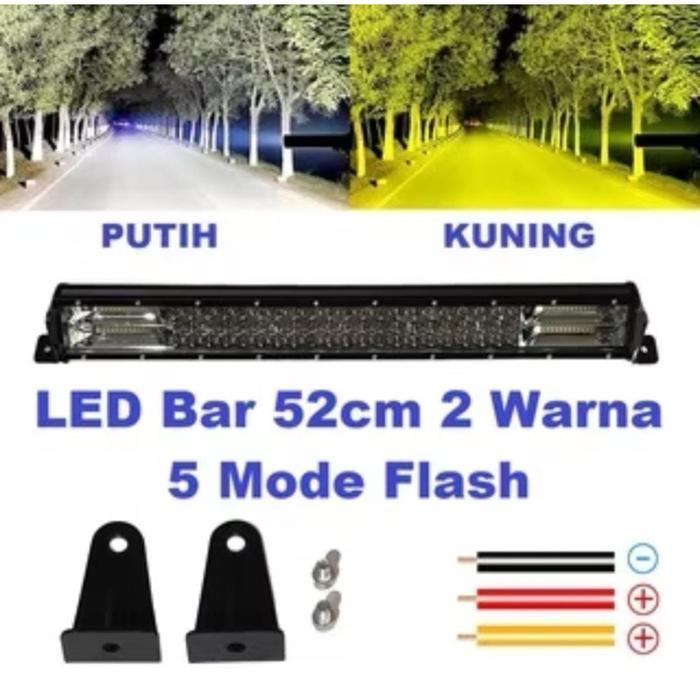 Super Terang Led Light  Bar Lampu  Off Road Lampu Kabut Led 55Cm 81Cm 104Cm 2 Warna Putih-Kuning Nya