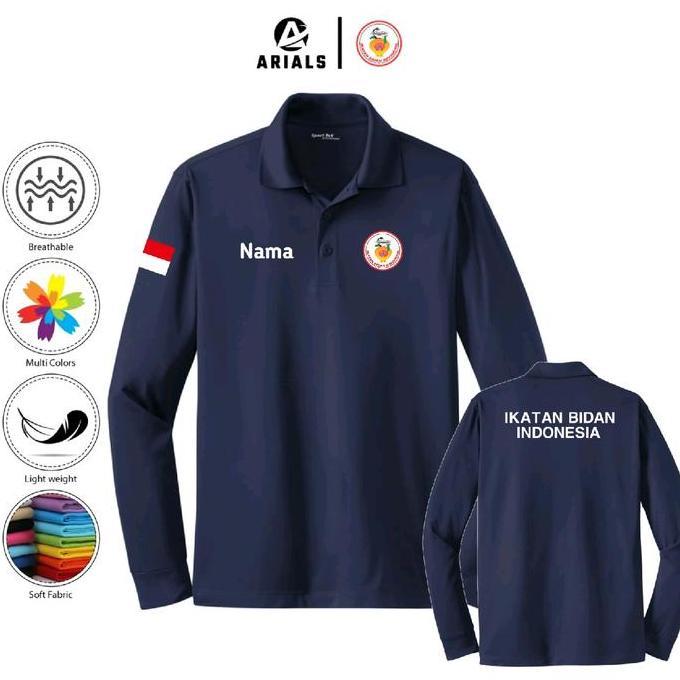 Arials Polo shirt Baju Kaos Kerah Lengan Panjang IBI Ikatan Bidan Indonesia