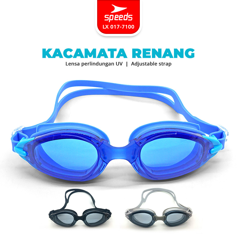 SPEEDS Kacamata Renang Untuk Dewasa Karet elastis Anti Fog Anti Blur Box LX017-7100