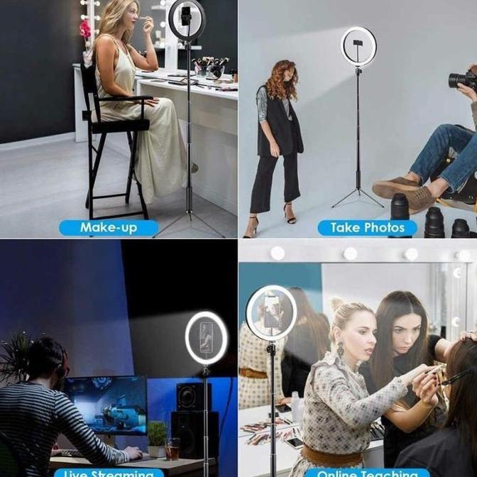 Suhartatishop - Ring Light Tripod Selfie Led Holder Tripod 2.1m Lampu RingLight Cocok untuk Live Str