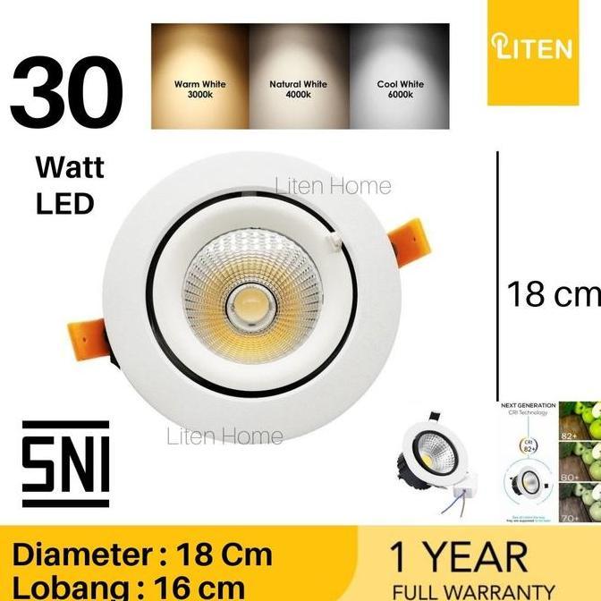 LH262 Lampu Downlight LED / Spotlight COB 30w 30 watt Plafon Alumunium