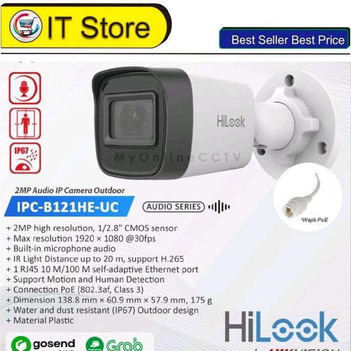 TERBARU - Hilook IP Camera IPC-B121HE-UC 2MP Fixed IP Camera POE Outdoor