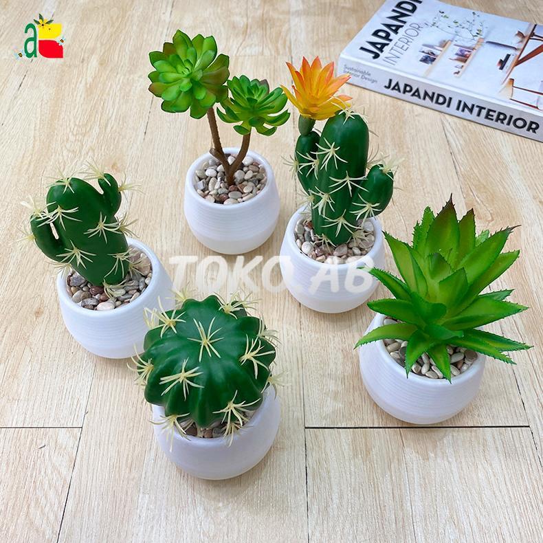 Big Sale Rangkaian Kaktus Sukulen Mini Pot Bulat Tanaman Artificial Hiasan Meja Rumah Kantor Cafe Ka