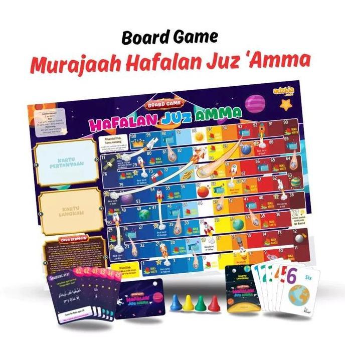 BOARD GAME Hafalan JUZ AMMA Tema Luar Angkasa Permainan Edukasi Anak Islam Ular Tangga - Adzkia Book