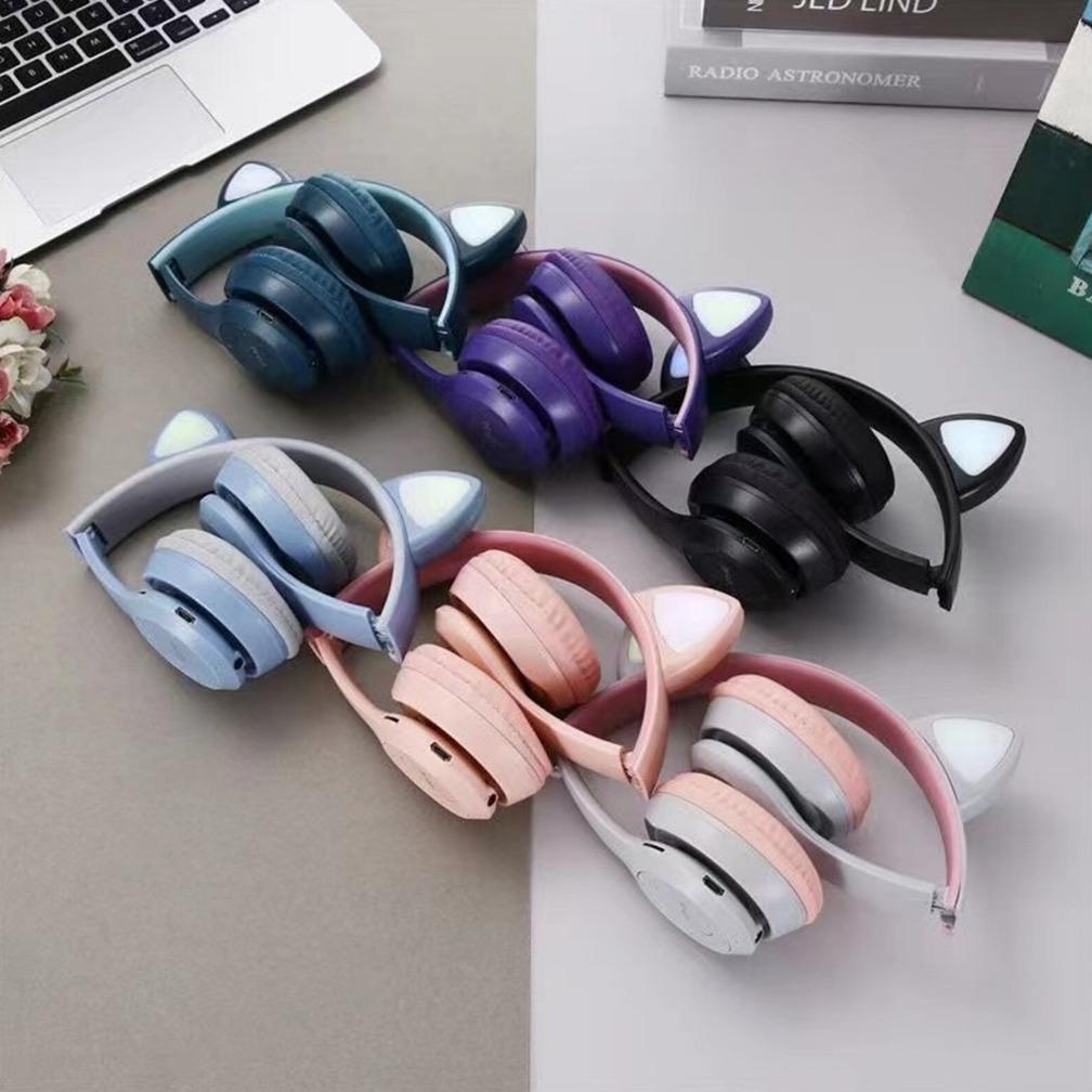 terbaru headphone headset wireless bluetooth p47 m - cat ear mz 47