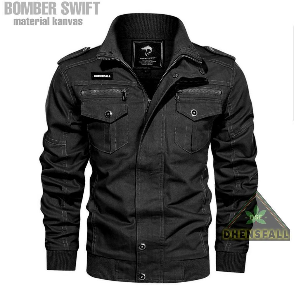 DISKON jaket bomber pria original JAKET BOMBER CANVAS PRIA / JAKET BOMBER POLOS SWIFT PRIA ORIGINAL 