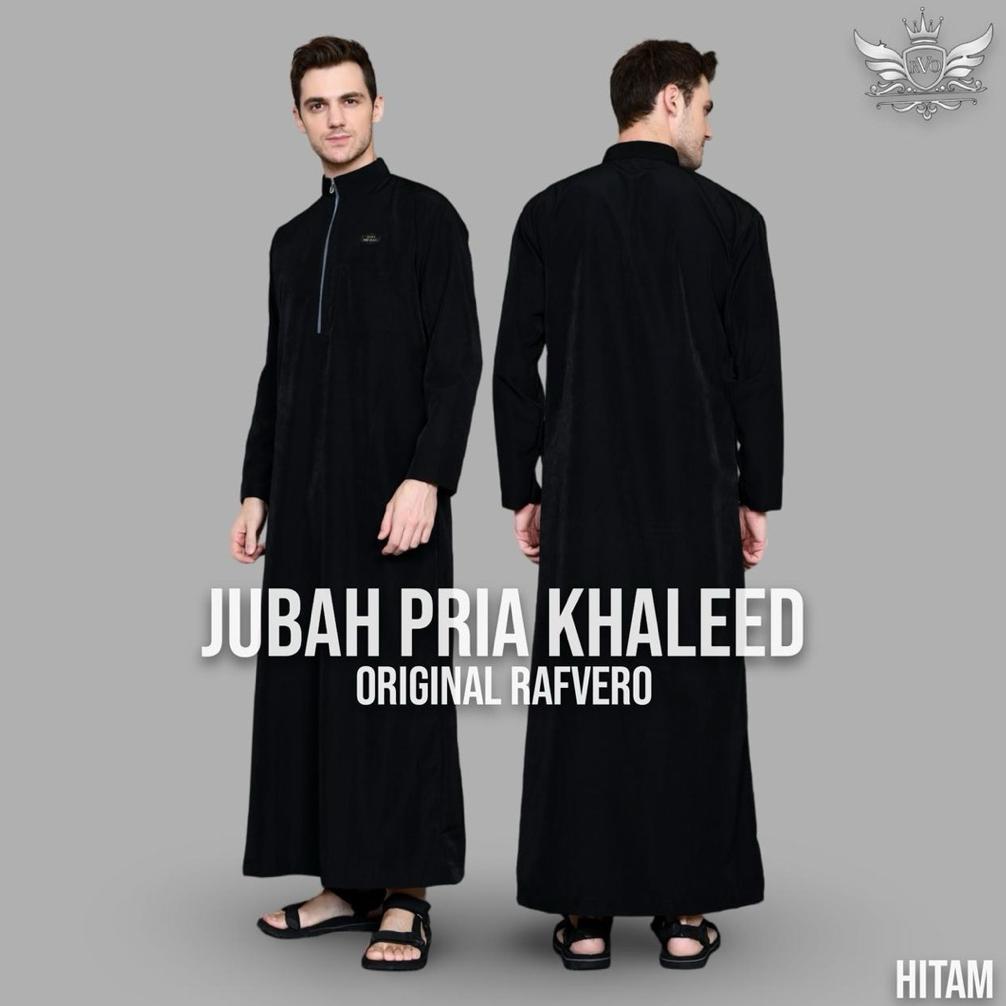 Garansi Jubah Khaleed Pria - Jubah Katun Toyobo Premium - Gamis Pria Dewasa Hitam Polos- Gamis Pria 