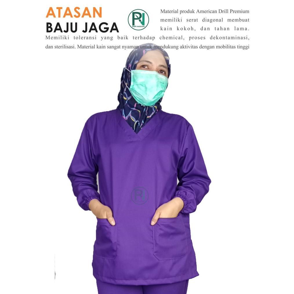 Promo Baru Atasan Saja Baju Jaga Tangan Panjang/ Baju Ok/Scrub Suit/ Baju Dokter/Baju Perawat